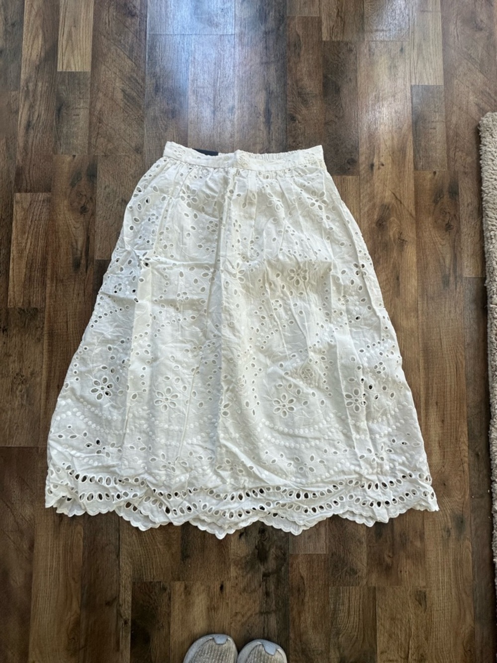 Banana Republic White Eyelet Midi Skirt